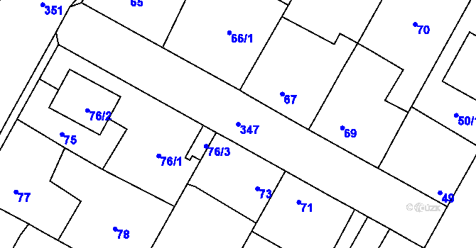 Parcela st. 347 v KÚ Miškovice, Katastrální mapa