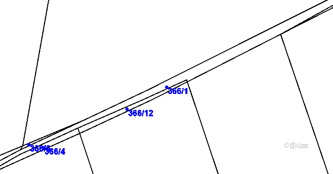 Parcela st. 366/1 v KÚ Miškovice, Katastrální mapa