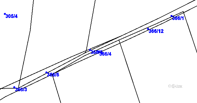 Parcela st. 366/4 v KÚ Miškovice, Katastrální mapa