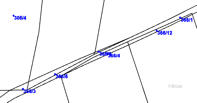 Parcela st. 366/6 v KÚ Miškovice, Katastrální mapa