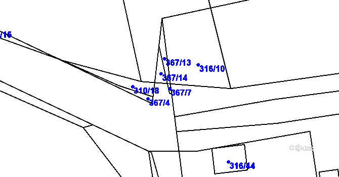 Parcela st. 367/7 v KÚ Miškovice, Katastrální mapa