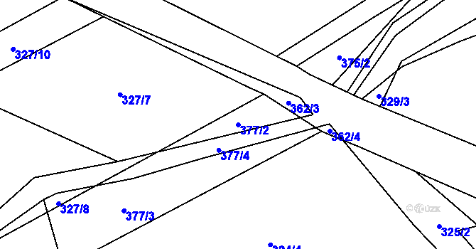 Parcela st. 377/2 v KÚ Miškovice, Katastrální mapa