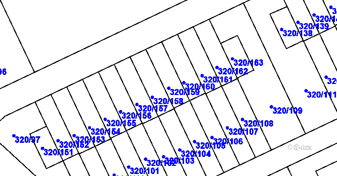 Parcela st. 320/159 v KÚ Miškovice, Katastrální mapa