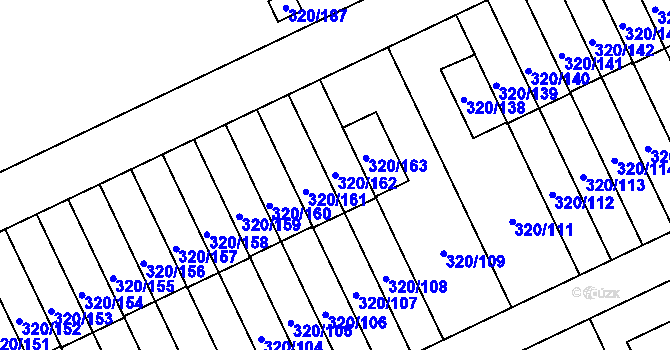 Parcela st. 320/162 v KÚ Miškovice, Katastrální mapa