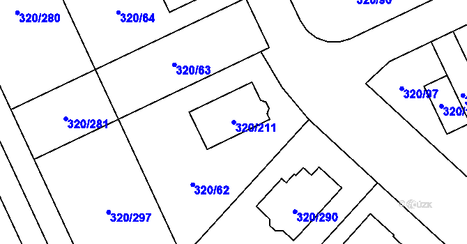 Parcela st. 320/211 v KÚ Miškovice, Katastrální mapa