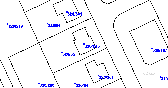 Parcela st. 320/245 v KÚ Miškovice, Katastrální mapa