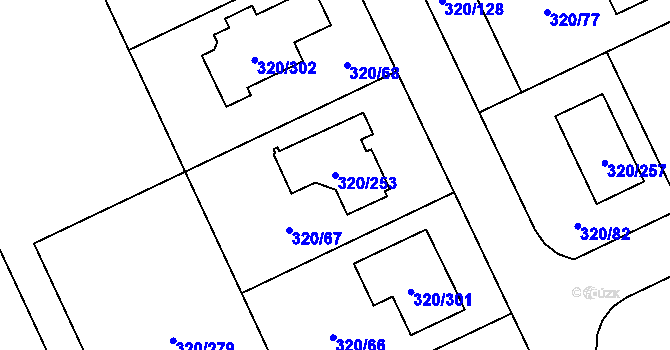 Parcela st. 320/253 v KÚ Miškovice, Katastrální mapa