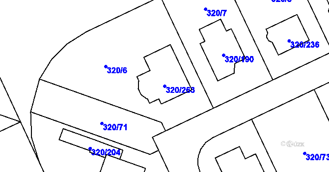 Parcela st. 320/263 v KÚ Miškovice, Katastrální mapa