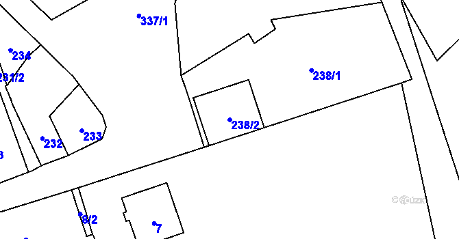 Parcela st. 238/2 v KÚ Miškovice, Katastrální mapa