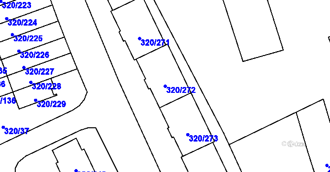 Parcela st. 320/272 v KÚ Miškovice, Katastrální mapa
