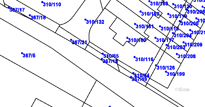 Parcela st. 310/65 v KÚ Miškovice, Katastrální mapa