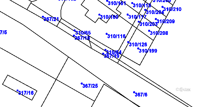 Parcela st. 367/19 v KÚ Miškovice, Katastrální mapa