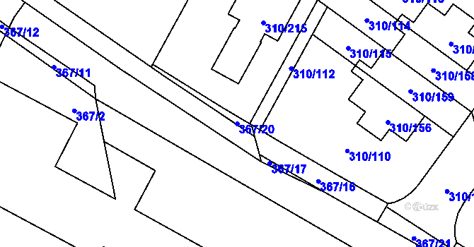 Parcela st. 367/20 v KÚ Miškovice, Katastrální mapa