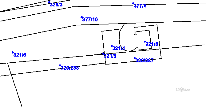 Parcela st. 321/5 v KÚ Miškovice, Katastrální mapa