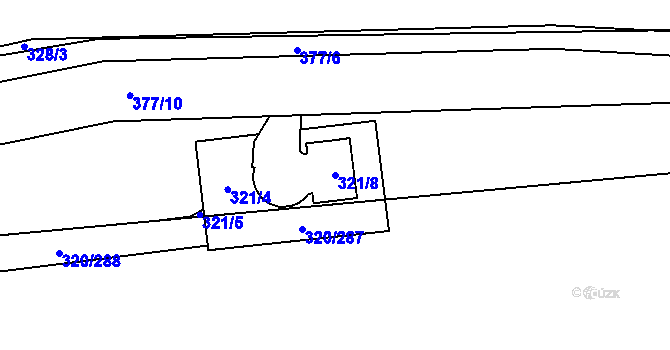 Parcela st. 321/8 v KÚ Miškovice, Katastrální mapa