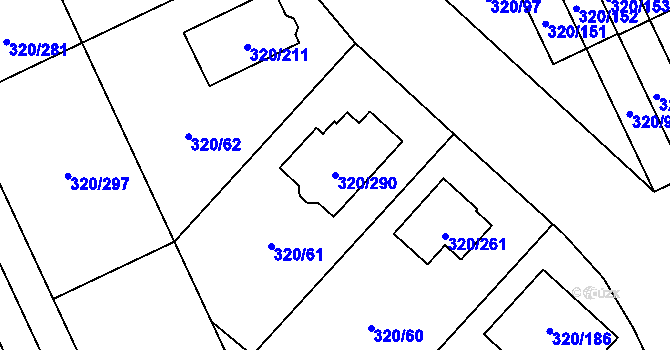 Parcela st. 320/290 v KÚ Miškovice, Katastrální mapa