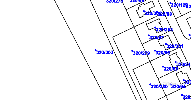 Parcela st. 320/303 v KÚ Miškovice, Katastrální mapa