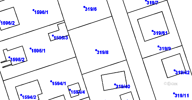 Parcela st. 319/8 v KÚ Miškovice, Katastrální mapa