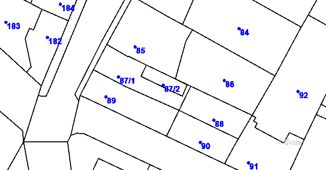 Parcela st. 87/2 v KÚ Miškovice, Katastrální mapa