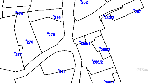Parcela st. 256/4 v KÚ Miškovice, Katastrální mapa