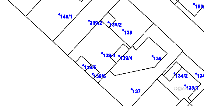 Parcela st. 139/1 v KÚ Miškovice, Katastrální mapa