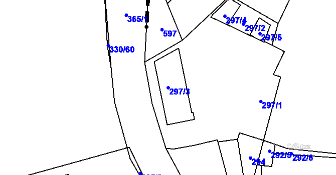 Parcela st. 297/3 v KÚ Miškovice, Katastrální mapa