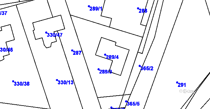 Parcela st. 289/4 v KÚ Miškovice, Katastrální mapa