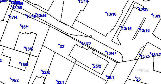 Parcela st. 13/77 v KÚ Miškovice, Katastrální mapa