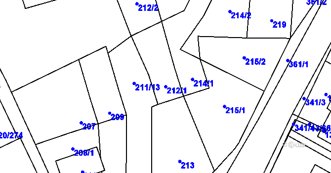 Parcela st. 212/1 v KÚ Miškovice, Katastrální mapa