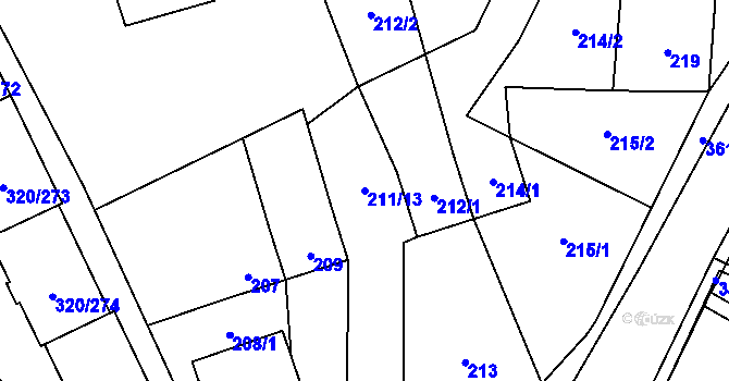 Parcela st. 211/13 v KÚ Miškovice, Katastrální mapa