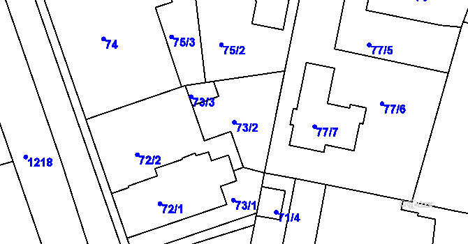 Parcela st. 73/2 v KÚ Čakovice, Katastrální mapa