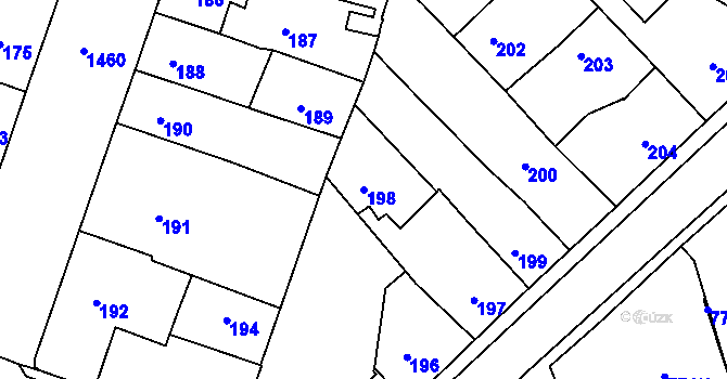 Parcela st. 198 v KÚ Čakovice, Katastrální mapa