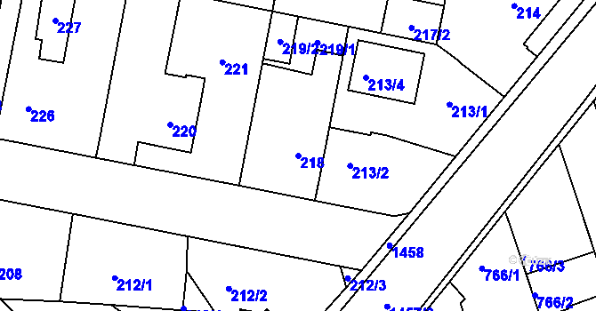 Parcela st. 218 v KÚ Čakovice, Katastrální mapa