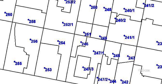 Parcela st. 246 v KÚ Čakovice, Katastrální mapa