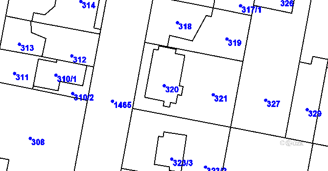 Parcela st. 320 v KÚ Čakovice, Katastrální mapa