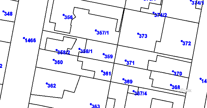 Parcela st. 359 v KÚ Čakovice, Katastrální mapa