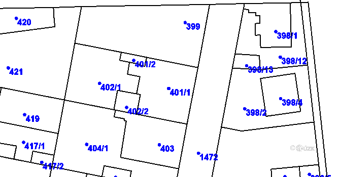 Parcela st. 401 v KÚ Čakovice, Katastrální mapa