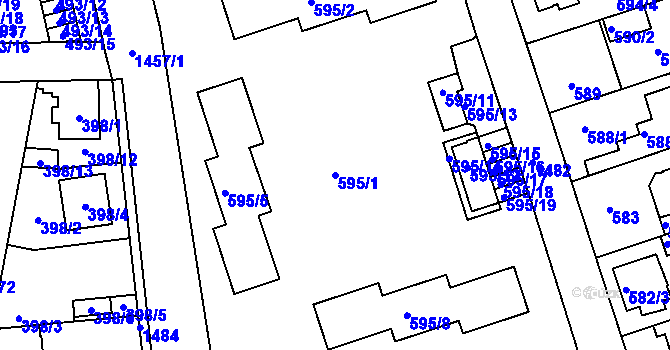 Parcela st. 595/1 v KÚ Čakovice, Katastrální mapa