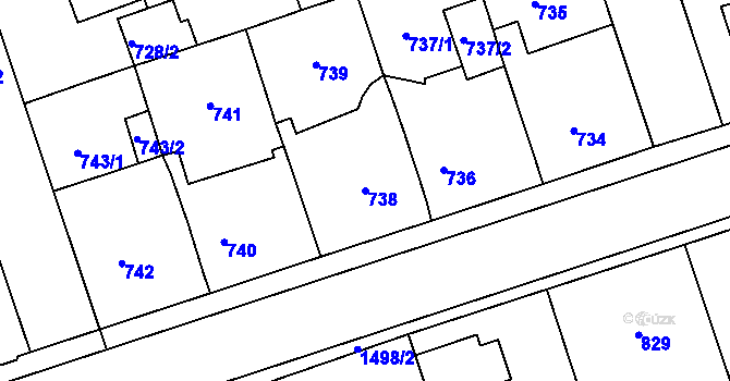 Parcela st. 738 v KÚ Čakovice, Katastrální mapa