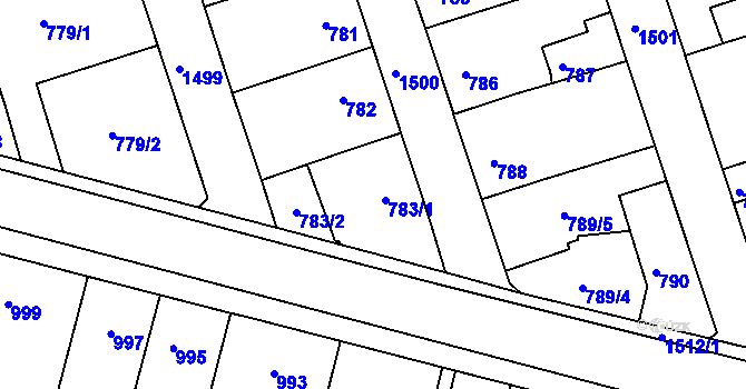 Parcela st. 783 v KÚ Čakovice, Katastrální mapa