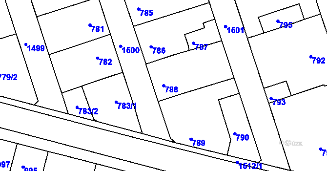 Parcela st. 788 v KÚ Čakovice, Katastrální mapa