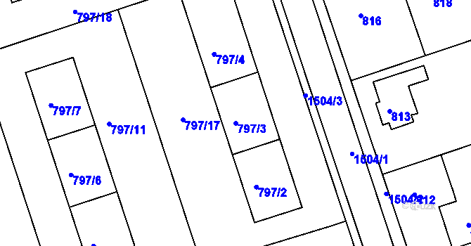 Parcela st. 797/3 v KÚ Čakovice, Katastrální mapa