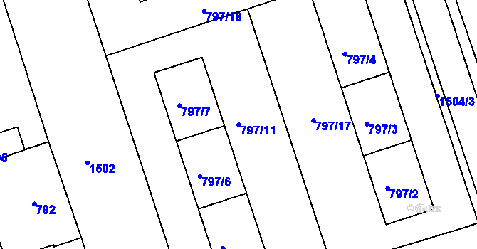 Parcela st. 797/11 v KÚ Čakovice, Katastrální mapa