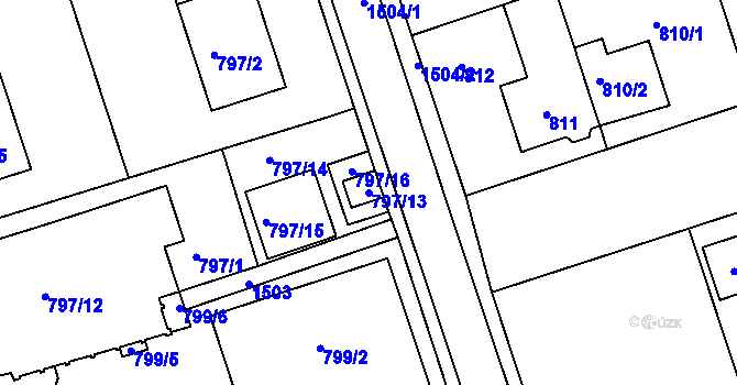 Parcela st. 797/13 v KÚ Čakovice, Katastrální mapa