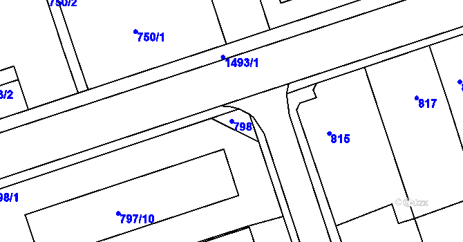 Parcela st. 798 v KÚ Čakovice, Katastrální mapa