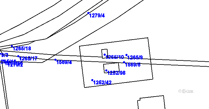 Parcela st. 1265/10 v KÚ Čakovice, Katastrální mapa