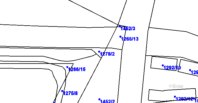 Parcela st. 1278/2 v KÚ Čakovice, Katastrální mapa