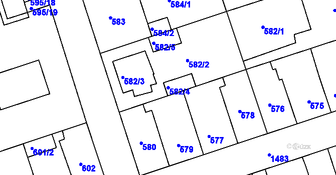 Parcela st. 582/4 v KÚ Čakovice, Katastrální mapa