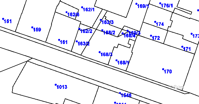 Parcela st. 168/3 v KÚ Čakovice, Katastrální mapa