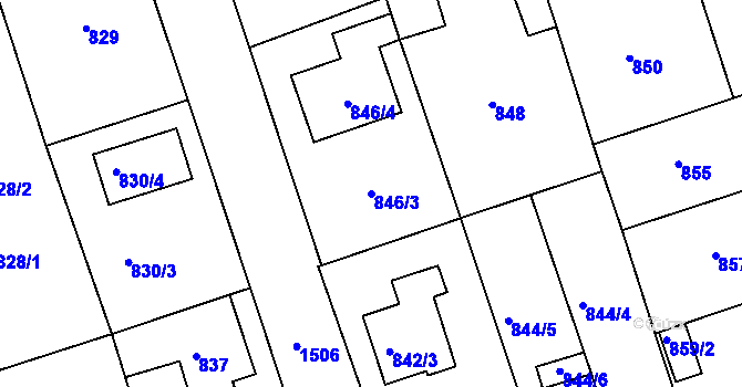 Parcela st. 846/3 v KÚ Čakovice, Katastrální mapa